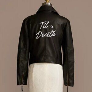 Til Death Script Black Vegan Leather Moto Jacket